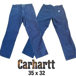 👛 (ANY 2/$45)CARHARTT Relaxed Rugged Flex Fit Blue Cargo Pants 35 x 32